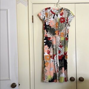 LOFT Tropical print Midi Dress
